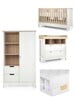 Harwell 4 Piece Cotbed with Dresser Changer, Wardrobe, and Essential Pocket Spring Mattress Set- White image number 1